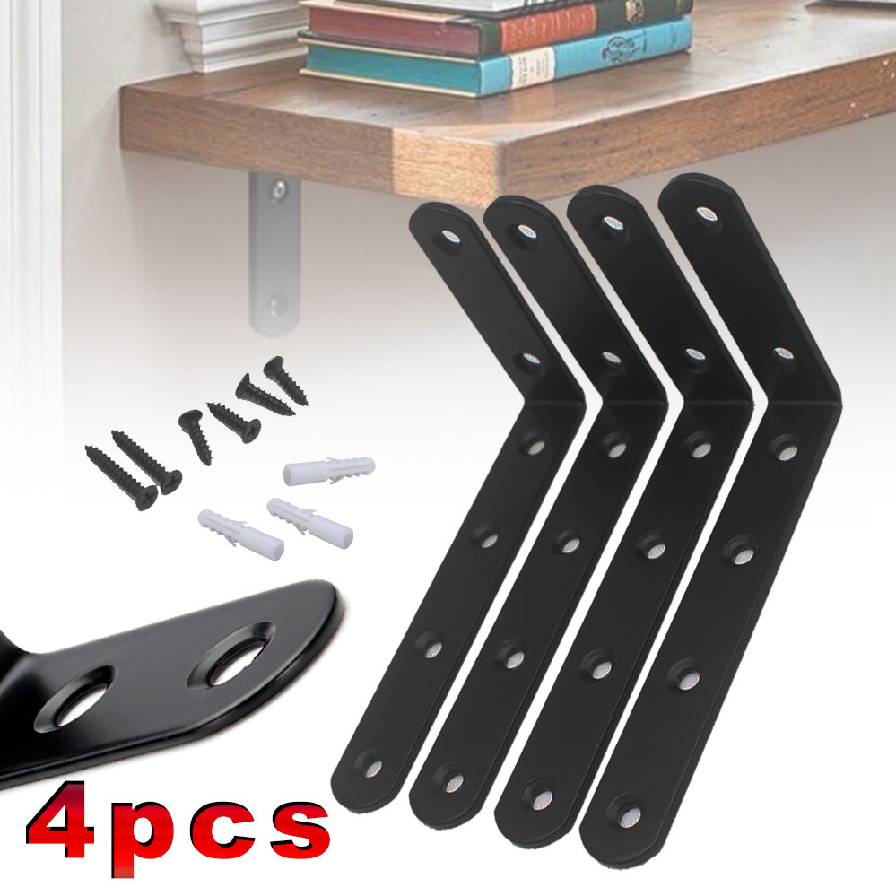 4x Heavy Duty Angle Shelf Brackets Wall Mounted L Shaped Cast Iron Support Acb Ebay